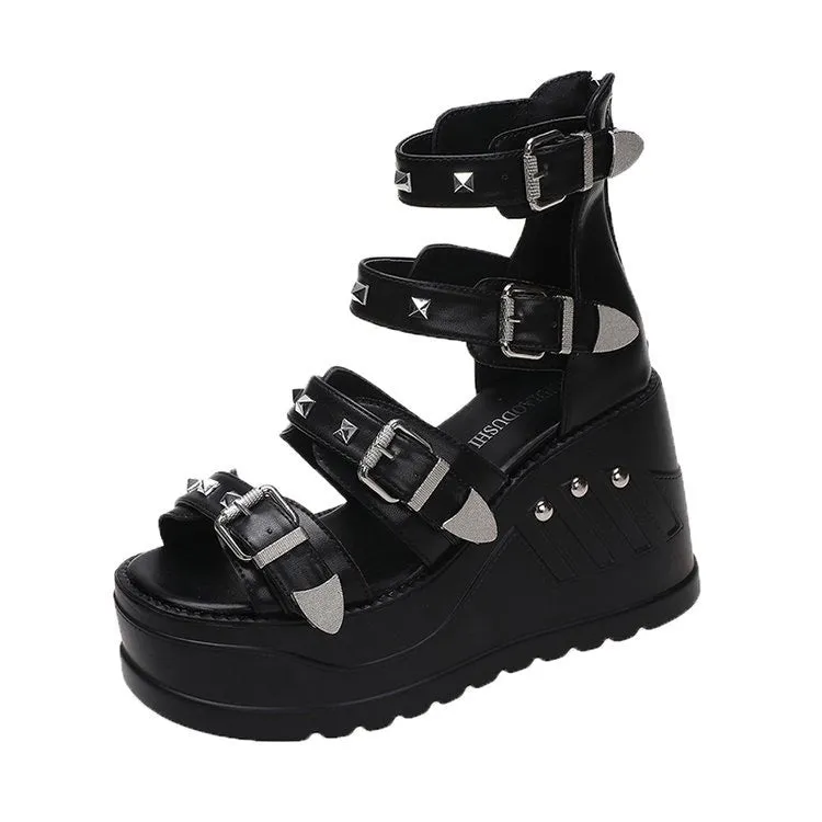 Strappy Muffin Thick Bottom Wedges