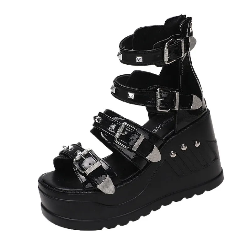 Strappy Muffin Thick Bottom Wedges