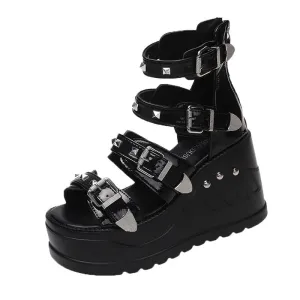 Strappy Muffin Thick Bottom Wedges