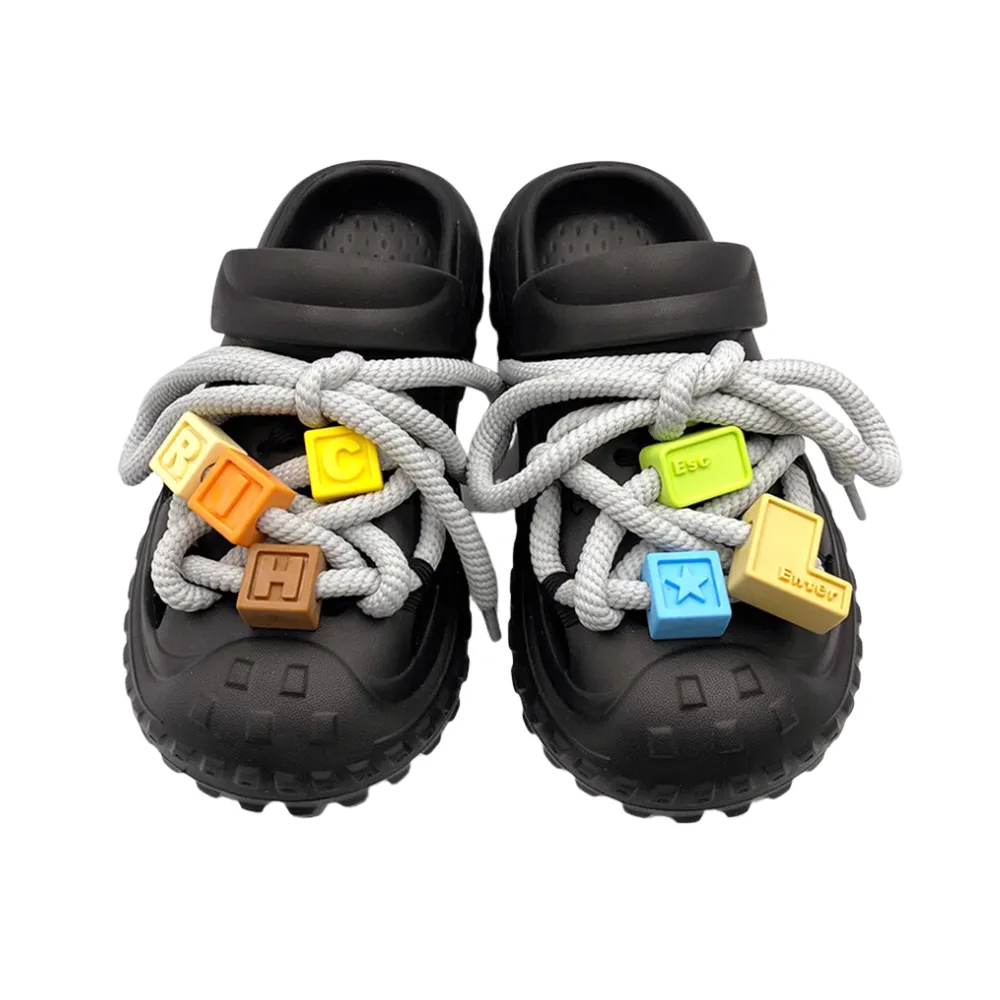 Street Shoelace Cartoon Ripped Slippers