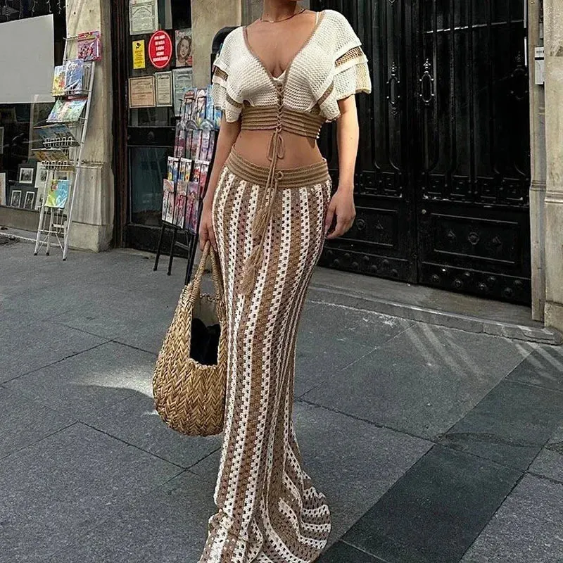 Striped Knitted Two Piece Set