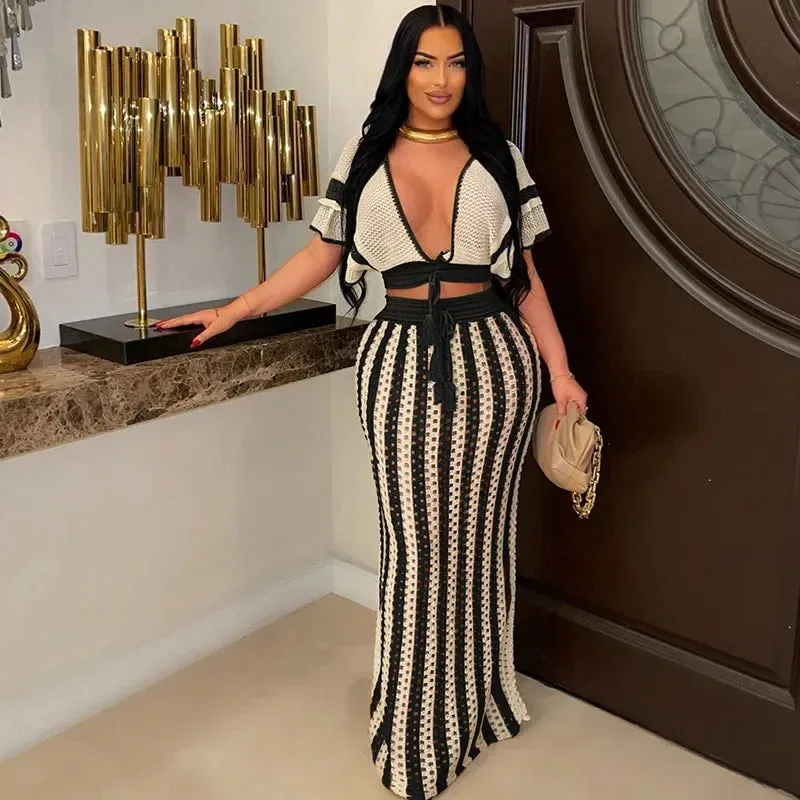 Striped Knitted Two Piece Set