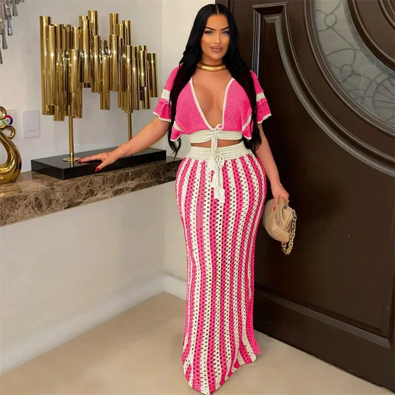 Striped Knitted Two Piece Set