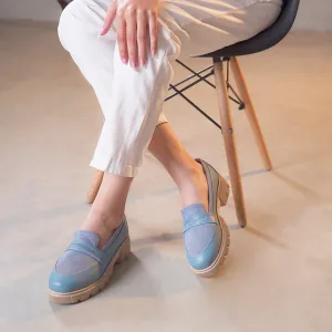 Stylish Loafers with Chunky Soles - baby blue