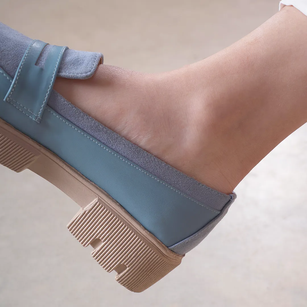 Stylish Loafers with Chunky Soles - baby blue