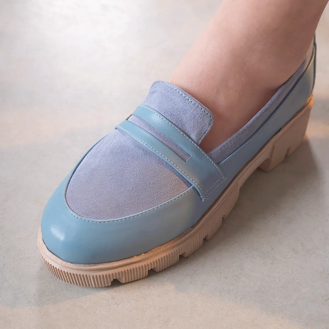 Stylish Loafers with Chunky Soles - baby blue