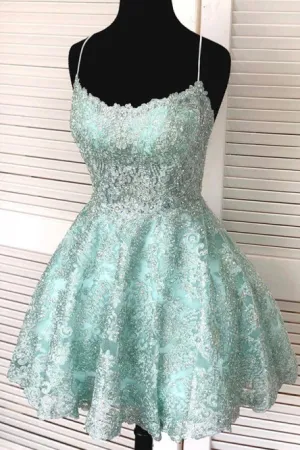 Sweet Square Above Knee Sleeveless Homecoming Dress with Appliques OHM056