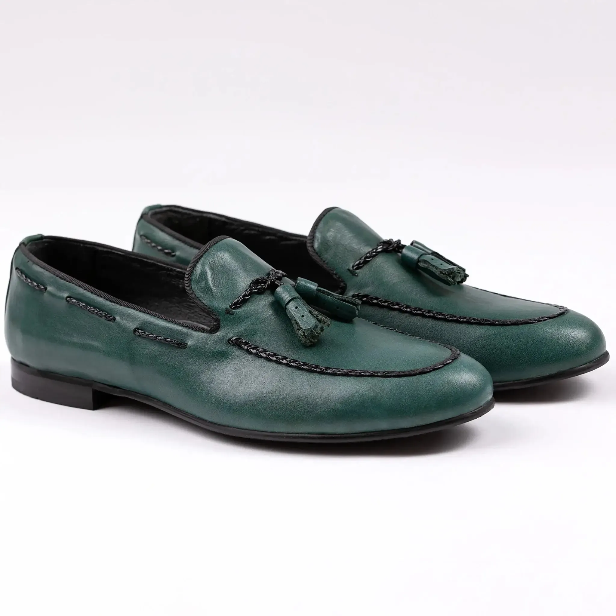 Tassel Loafers Teal Green