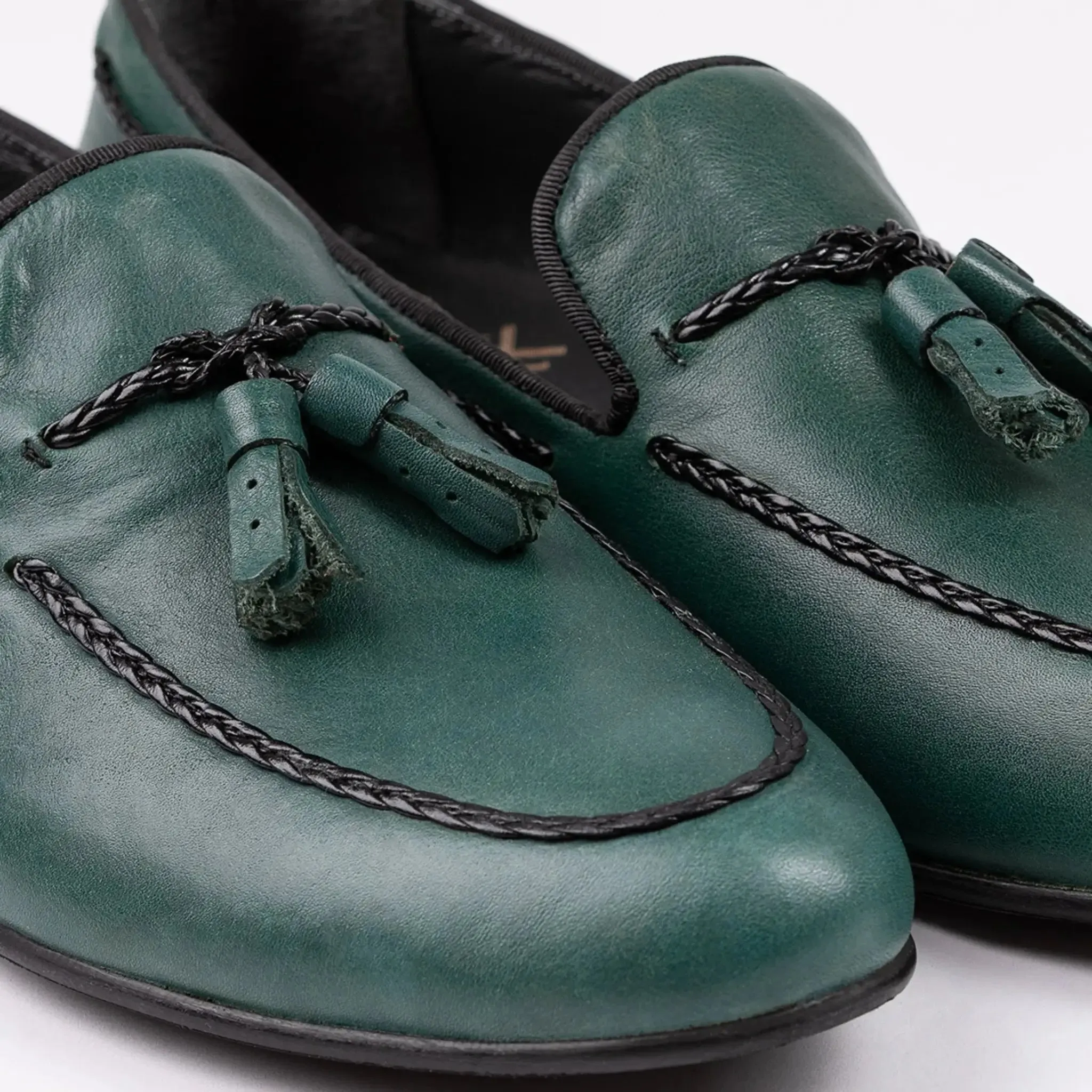 Tassel Loafers Teal Green