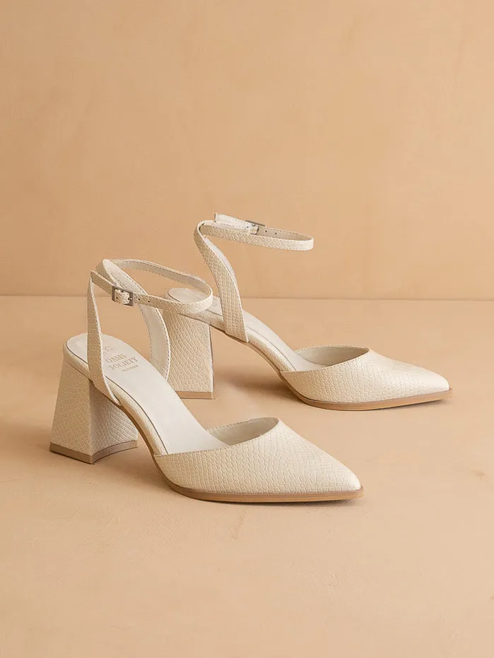 The Princess |  White Pointed Toe Heel with Ankle Strap