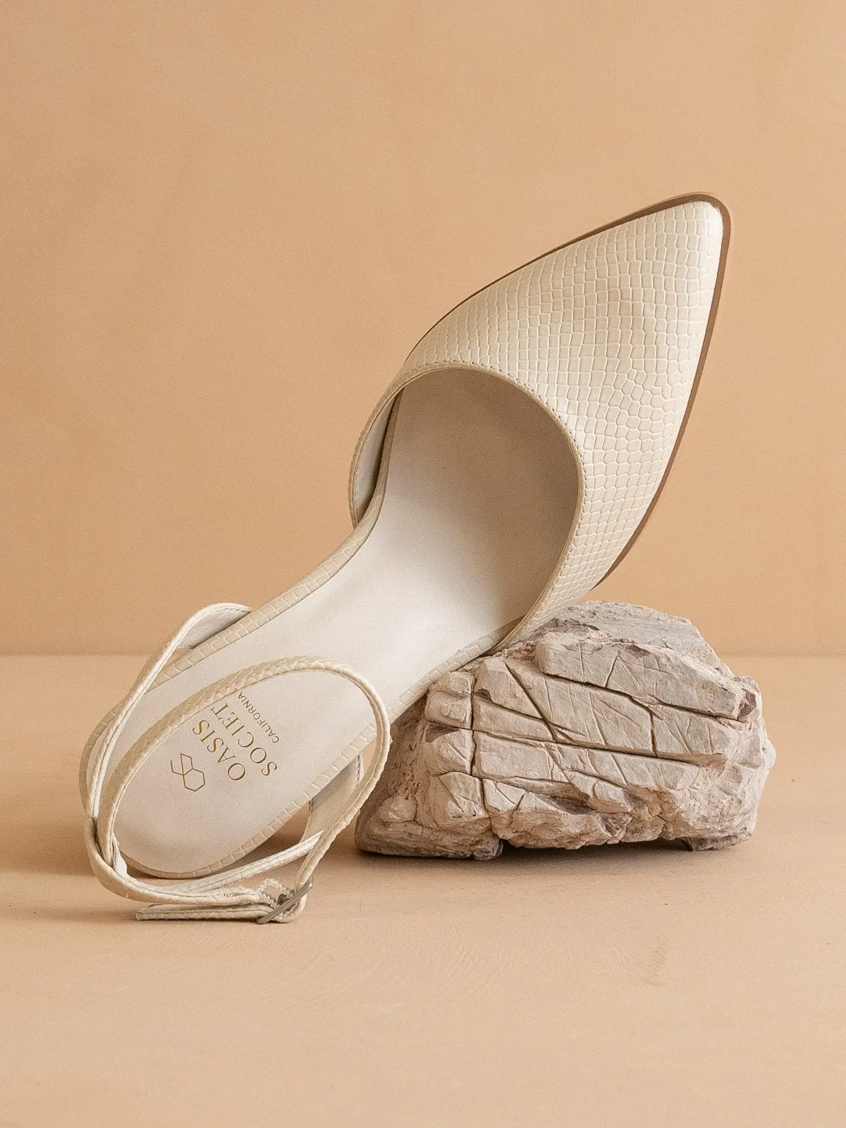 The Princess |  White Pointed Toe Heel with Ankle Strap