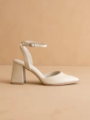 The Princess |  White Pointed Toe Heel with Ankle Strap