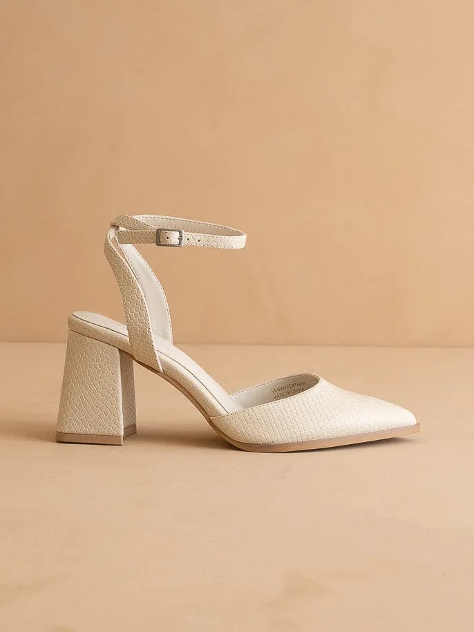 The Princess |  White Pointed Toe Heel with Ankle Strap