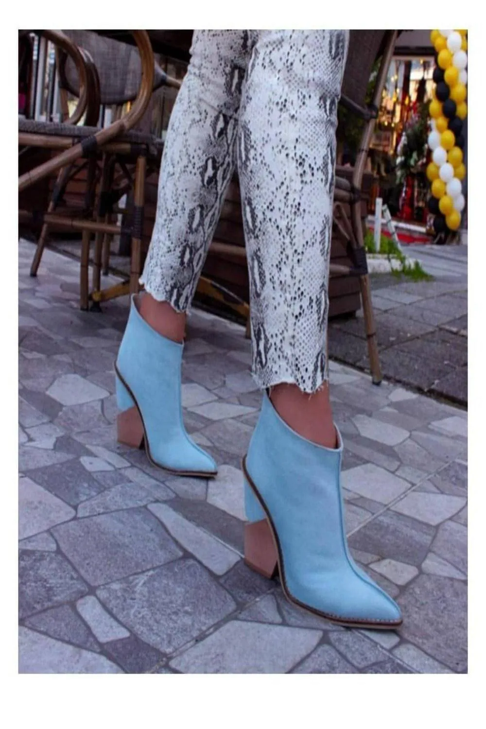Thick High Heels Pointed Toe Western Cowboy Ankle Boots