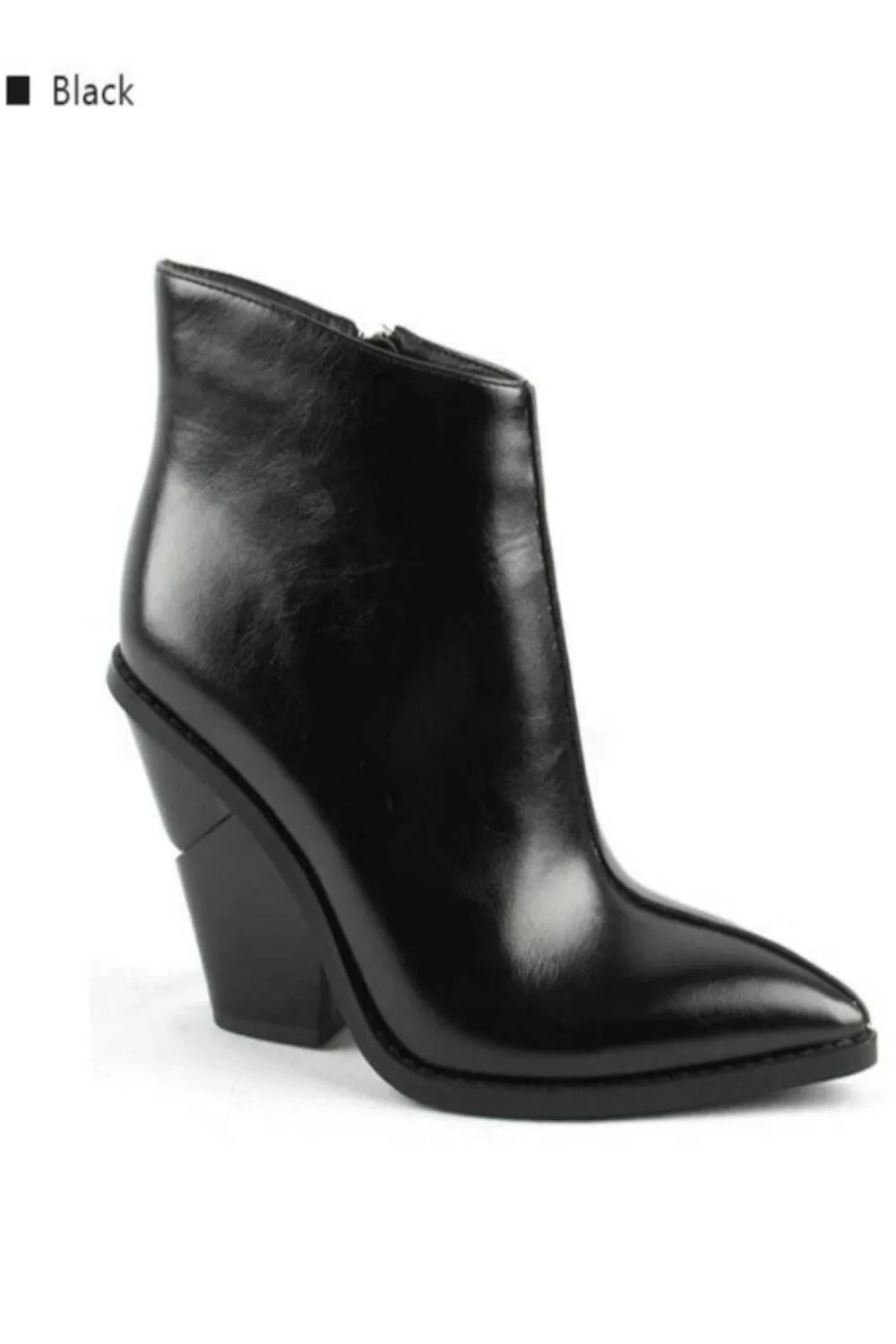 Thick High Heels Pointed Toe Western Cowboy Ankle Boots