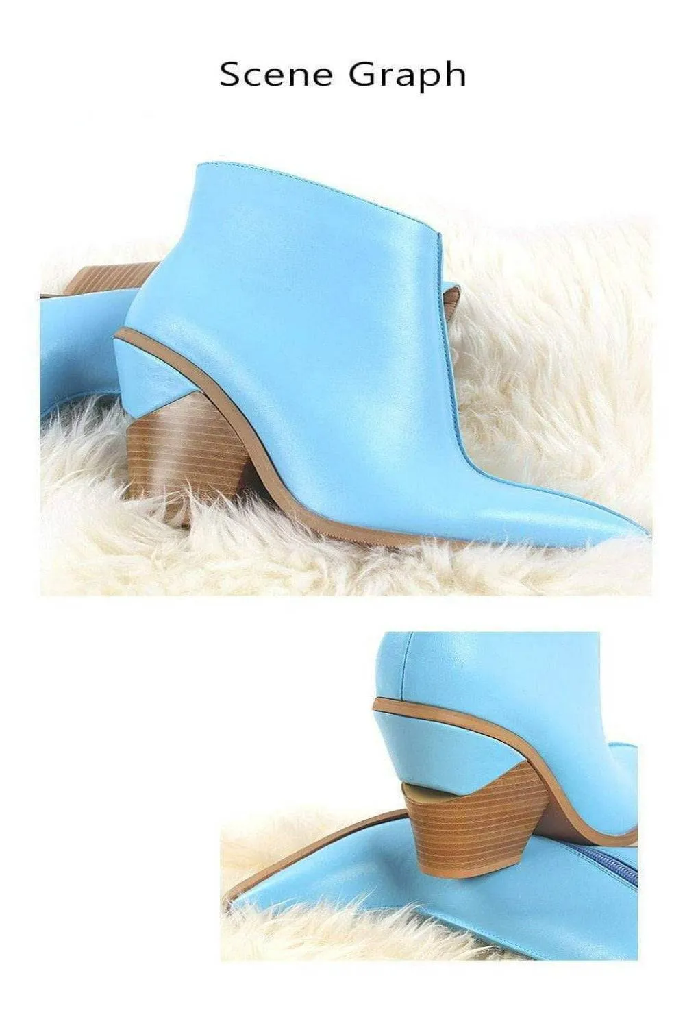 Thick High Heels Pointed Toe Western Cowboy Ankle Boots