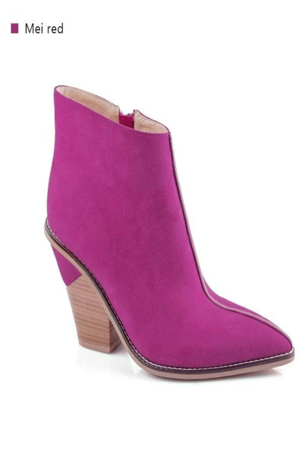 Thick High Heels Pointed Toe Western Cowboy Ankle Boots