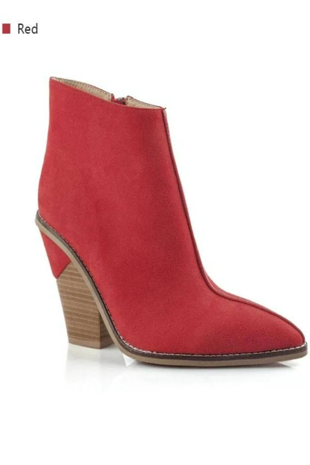 Thick High Heels Pointed Toe Western Cowboy Ankle Boots