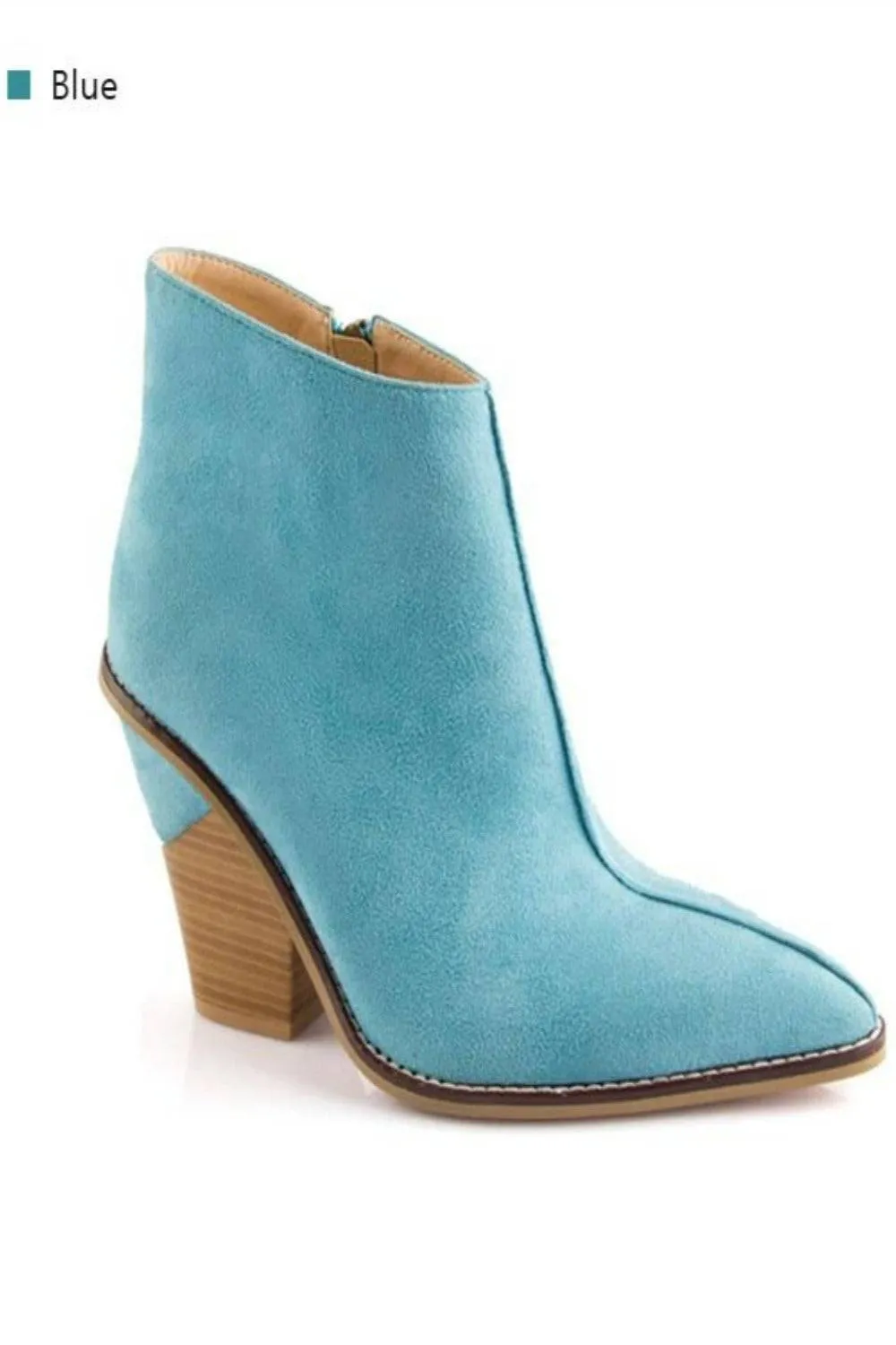 Thick High Heels Pointed Toe Western Cowboy Ankle Boots