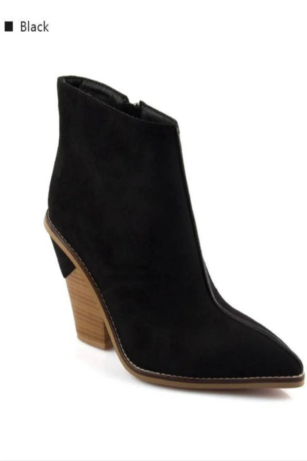 Thick High Heels Pointed Toe Western Cowboy Ankle Boots