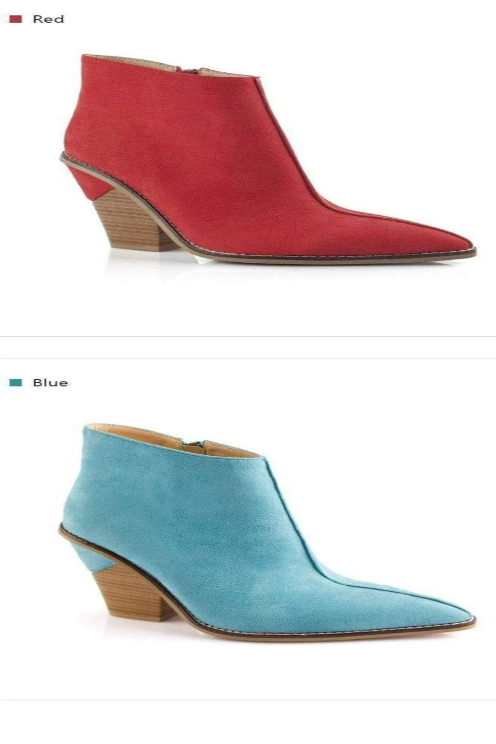Thick High Heels Pointed Toe Western Cowboy Ankle Boots