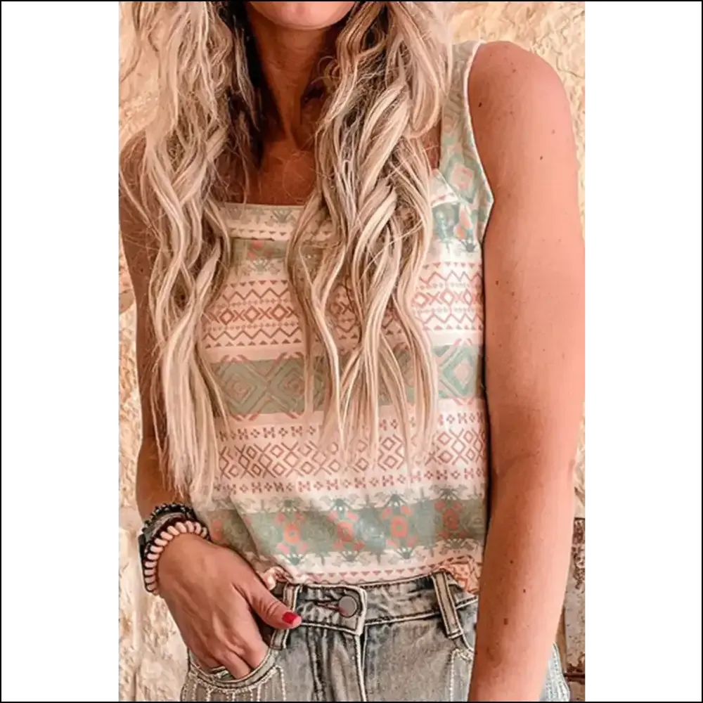 Tied Geometric Square Neck Cami - Elevate Your Style!