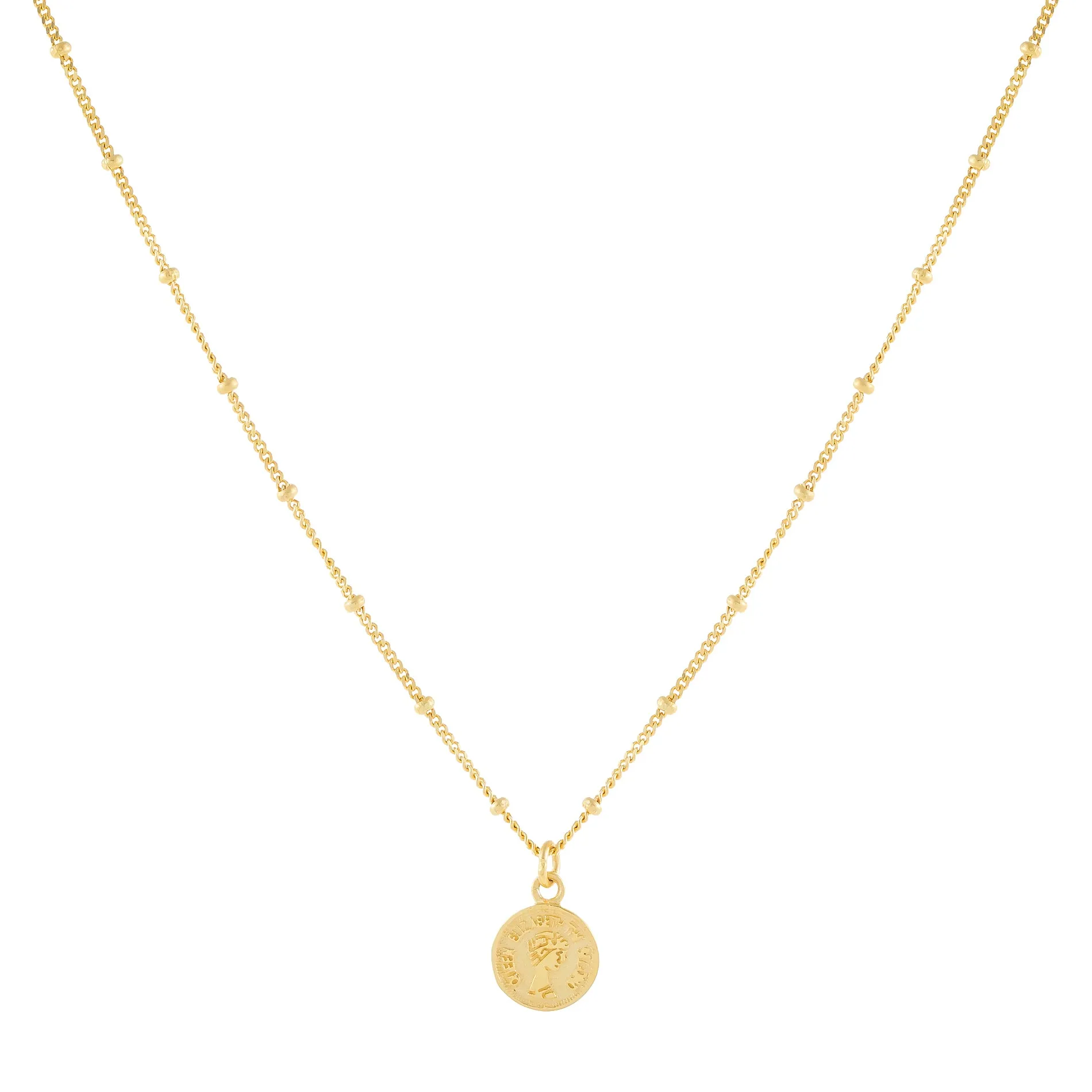 Tiny Coin Beaded Chain Necklace