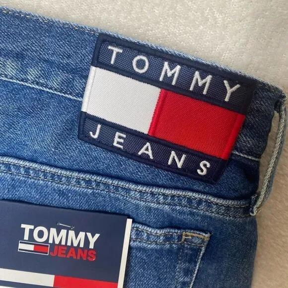 Tommy Jeans Hotpant Frayed Denim Jean Shorts Size 32 Tommy Hilfiger Blue New