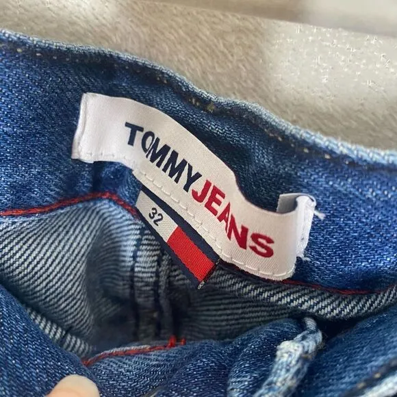Tommy Jeans Hotpant Frayed Denim Jean Shorts Size 32 Tommy Hilfiger Blue New