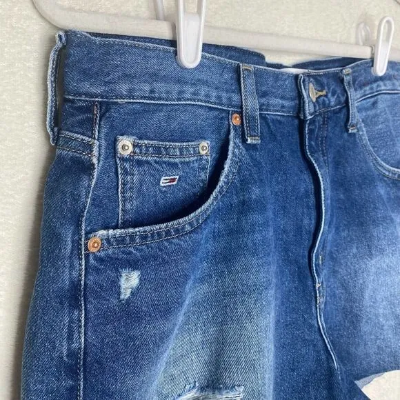 Tommy Jeans Hotpant Frayed Denim Jean Shorts Size 32 Tommy Hilfiger Blue New
