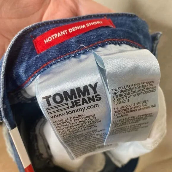 Tommy Jeans Hotpant Frayed Denim Jean Shorts Size 32 Tommy Hilfiger Blue New