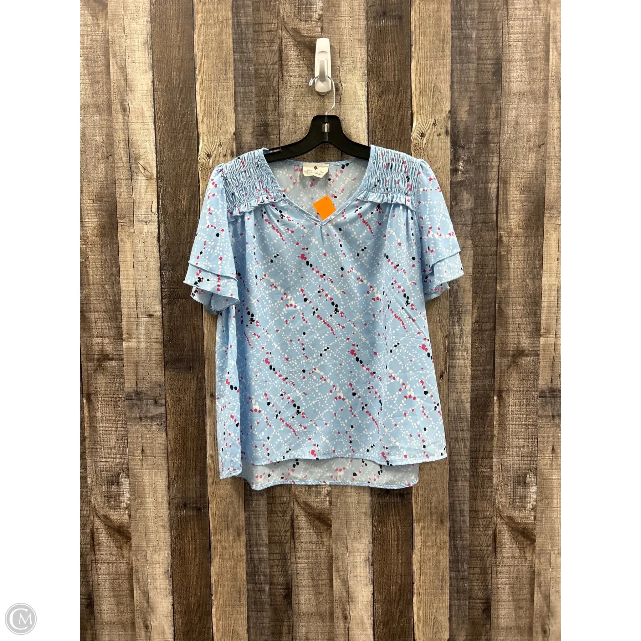 Top Short Sleeve By Cme In Blue, Size: M