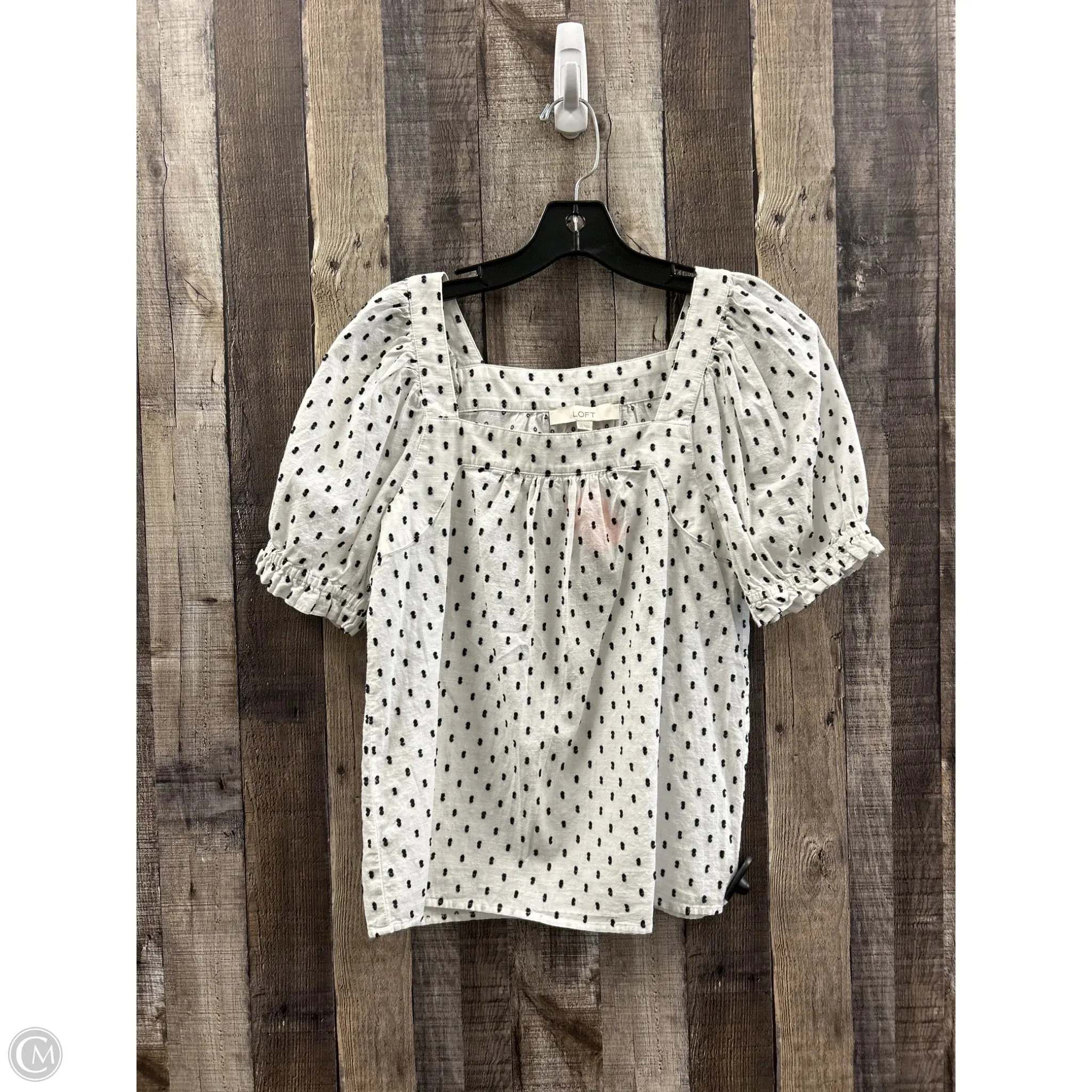 Top Short Sleeve By Loft In Black & White, Size: Xs