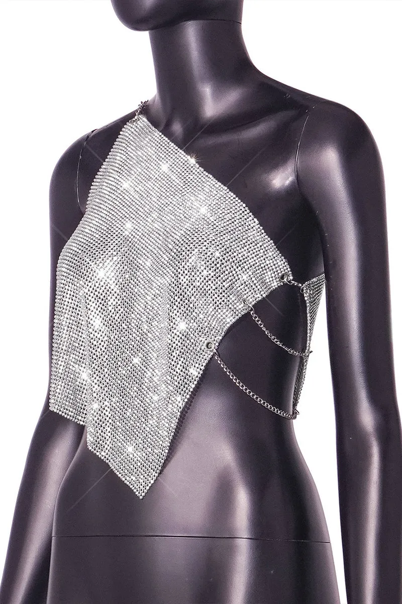 TR3023 Metal Rhinestones Tanks Top