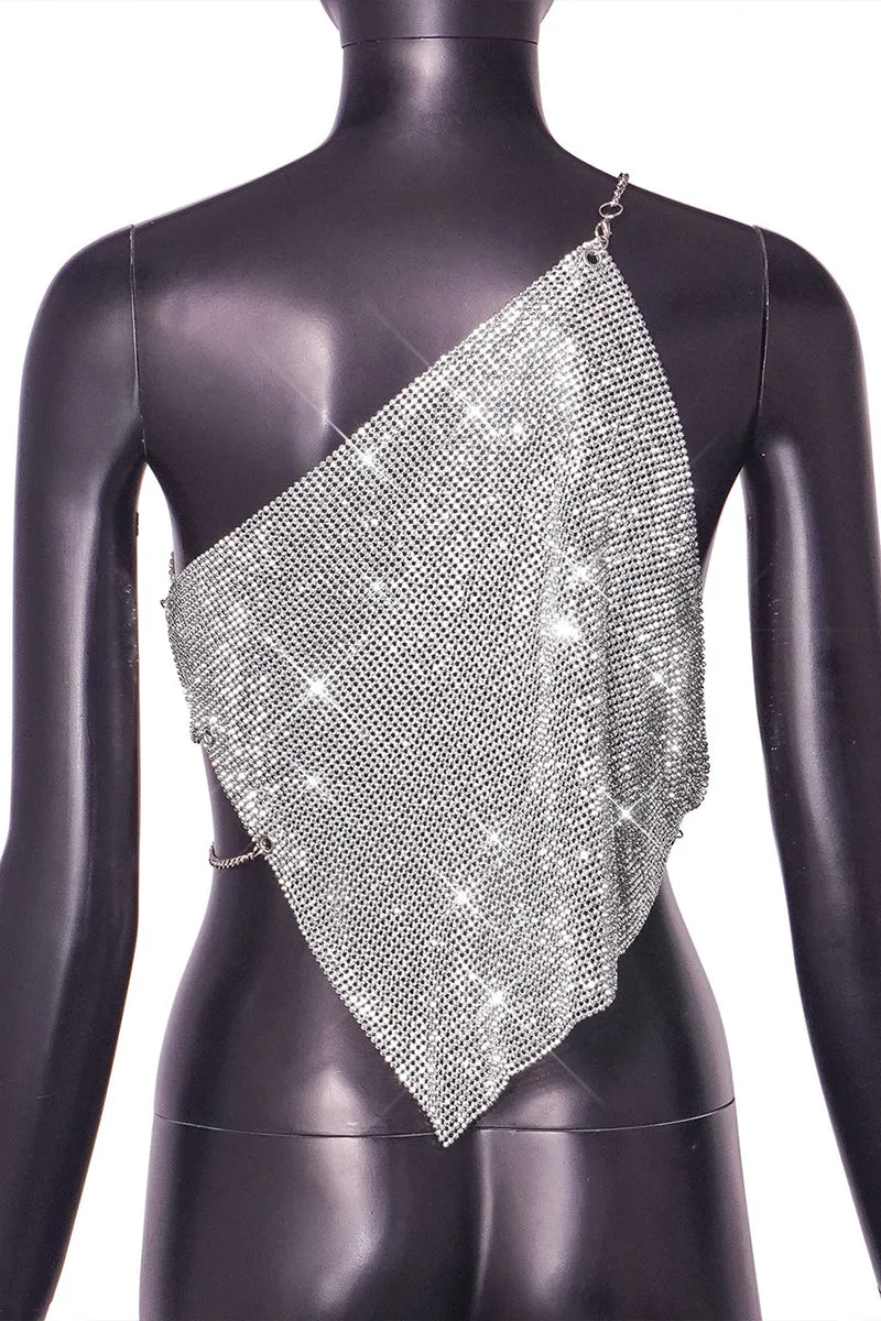 TR3023 Metal Rhinestones Tanks Top