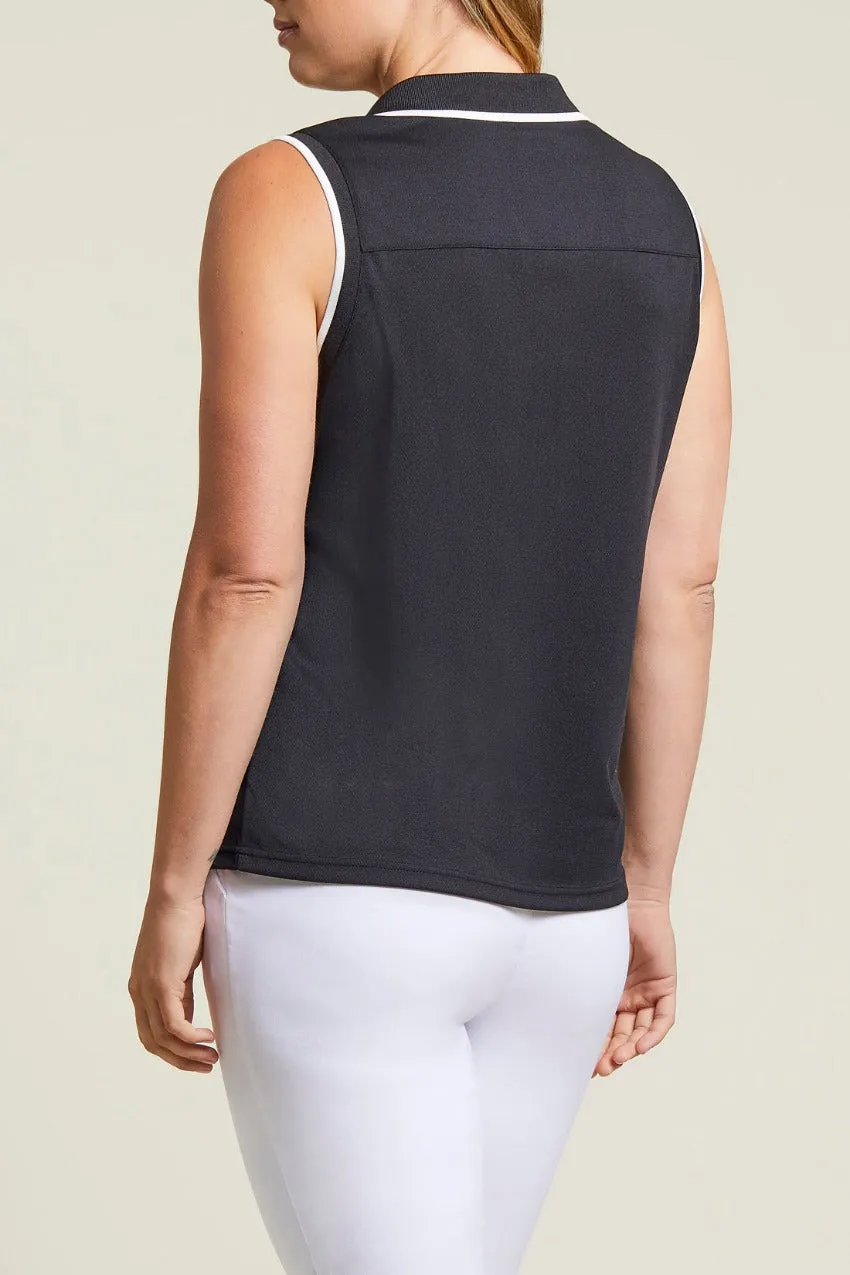 Tribal Sleeveless Polo With Fashion Rib
