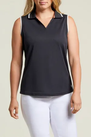 Tribal Sleeveless Polo With Fashion Rib