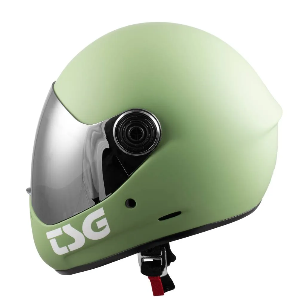 TSG Pass Pro downhill fullface helmet in Matt Faigue Green