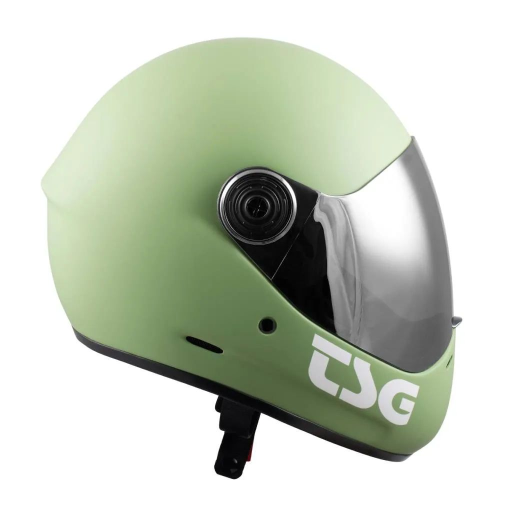 TSG Pass Pro downhill fullface helmet in Matt Faigue Green