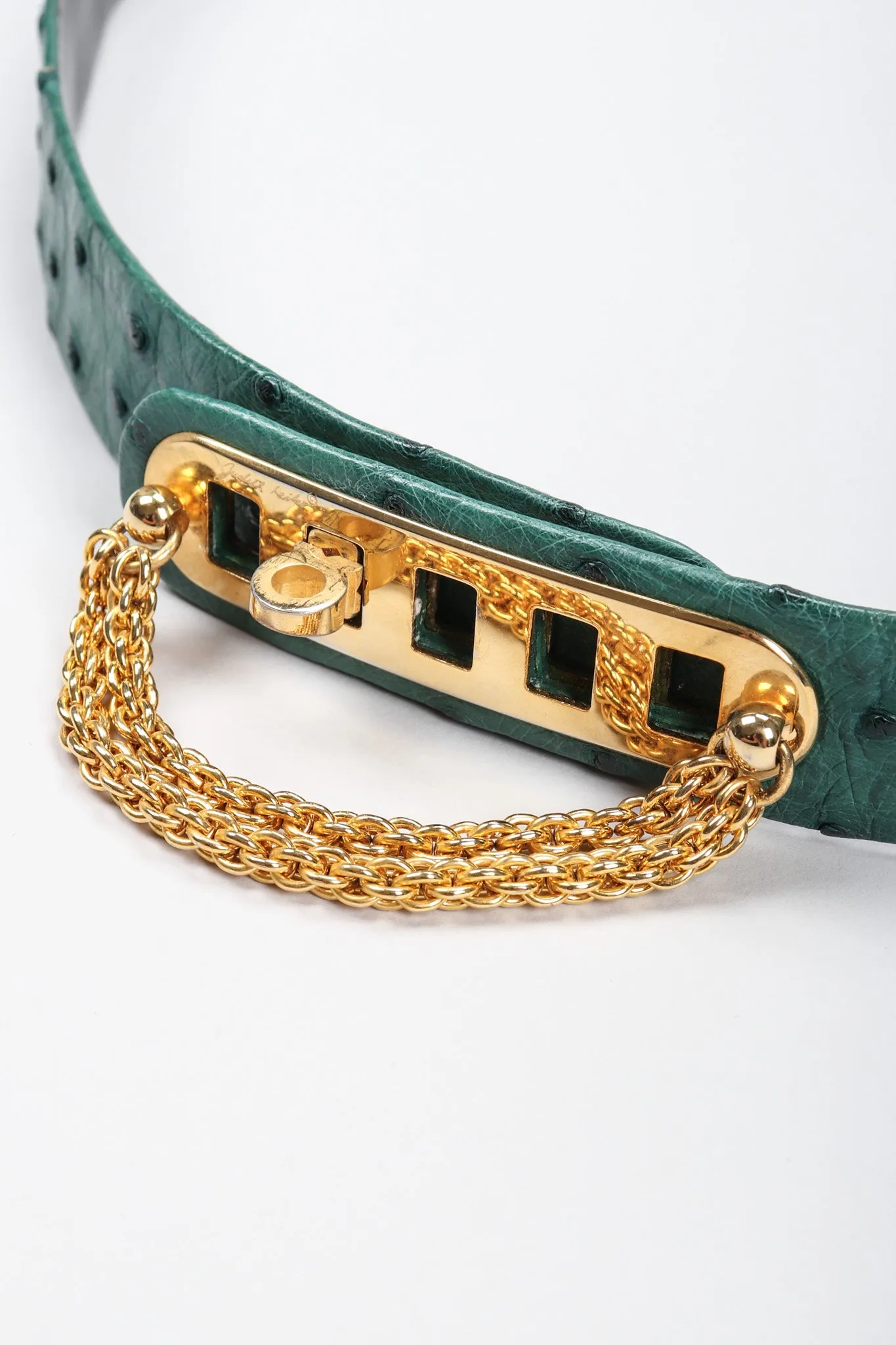 Turnlock Chained Ostrich Belt