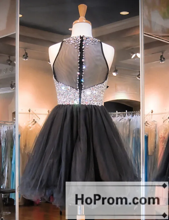 Two Piece Black Short Beaded Prom Dresses Homecoming Dresses