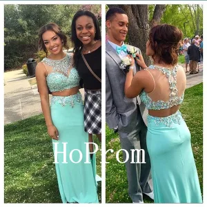 Two Pieve Prom Dresses,Beaded  Prom Dress,Evening Dress