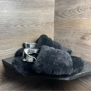 Ugg fluff yeah black slippers slides
