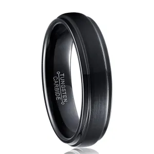Unisex 6mm Black Tungsten Carbide Wedding Band