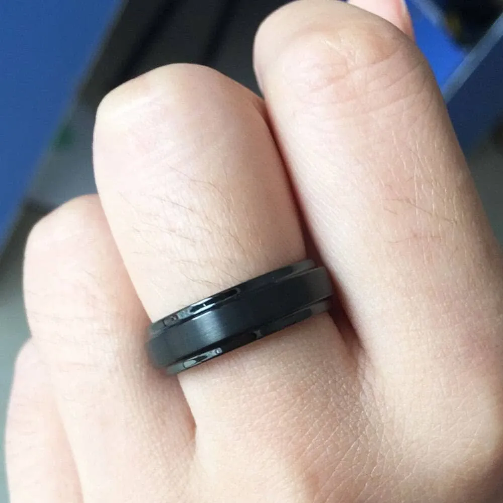 Unisex 6mm Black Tungsten Carbide Wedding Band