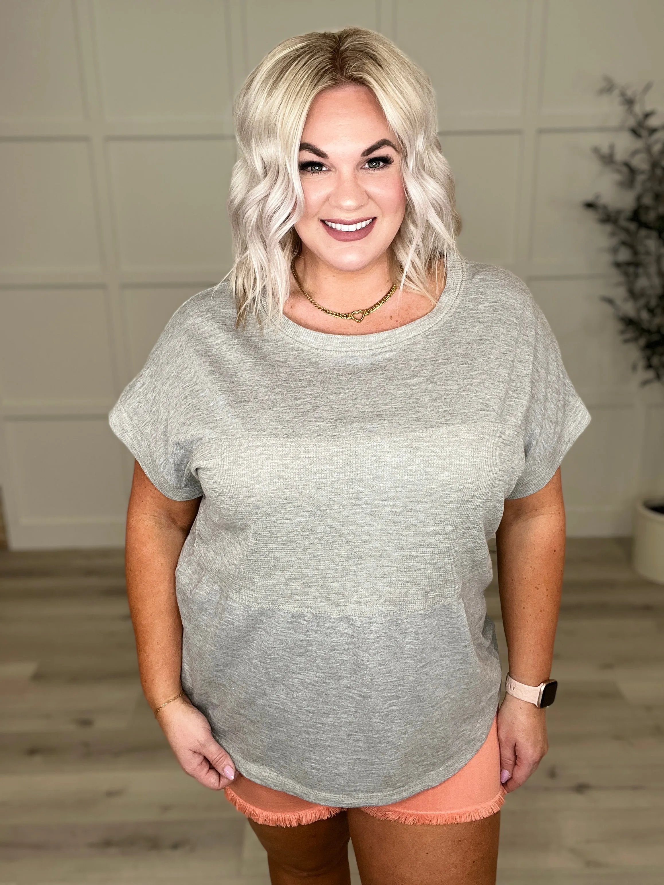 Unmarked Remarks Ribbed Top in Light Heather Grey