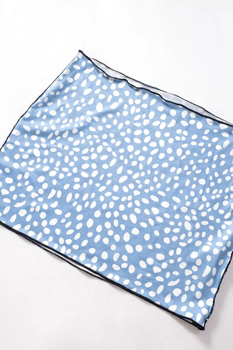 US3127 Polka Dots Shirt and Skirt Set Top