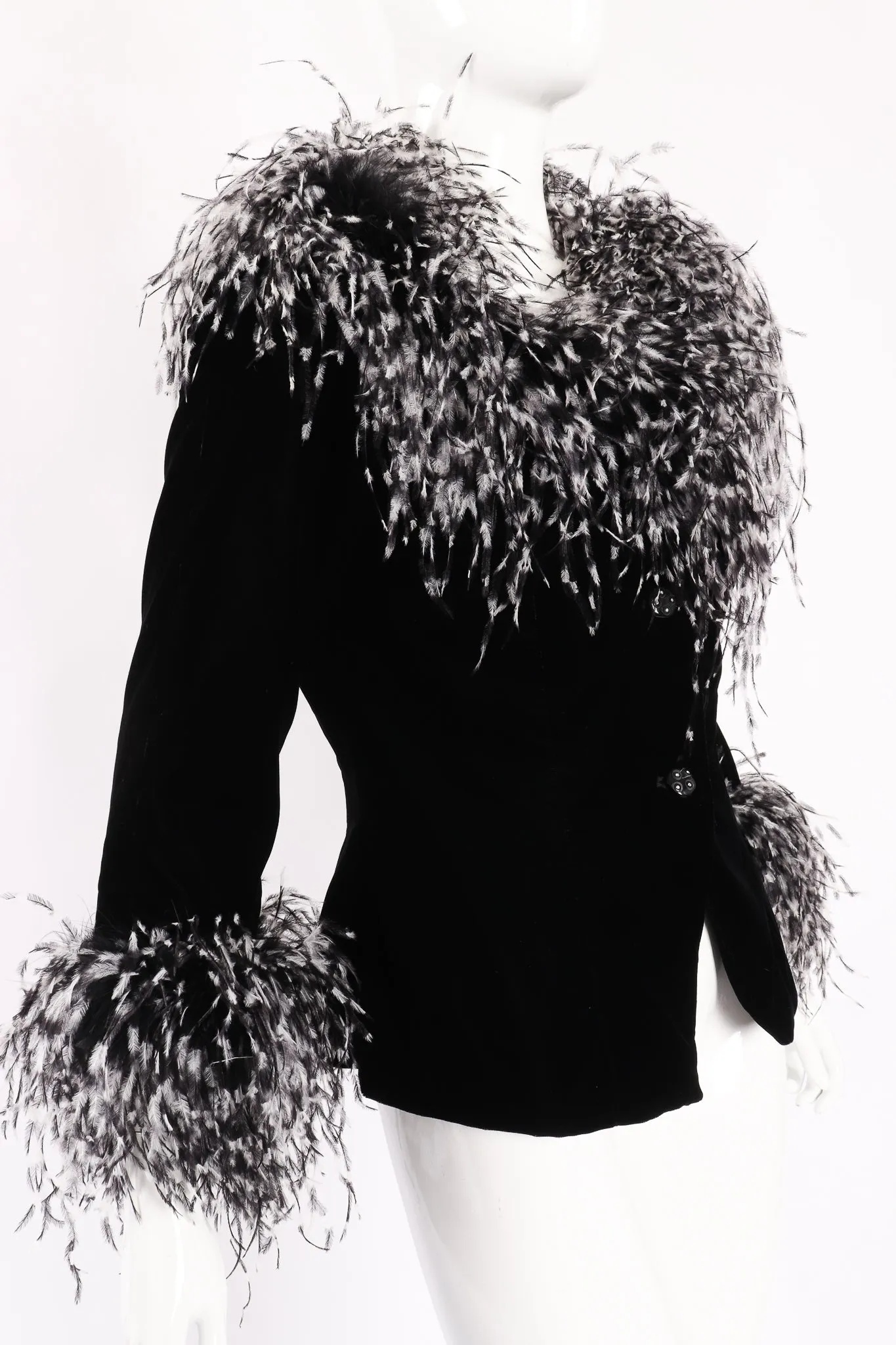 Velvet Ostrich Feather Jacket