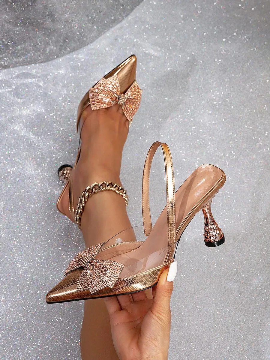 Vintage Beaded Bowknot Pointed Heels MHE1110