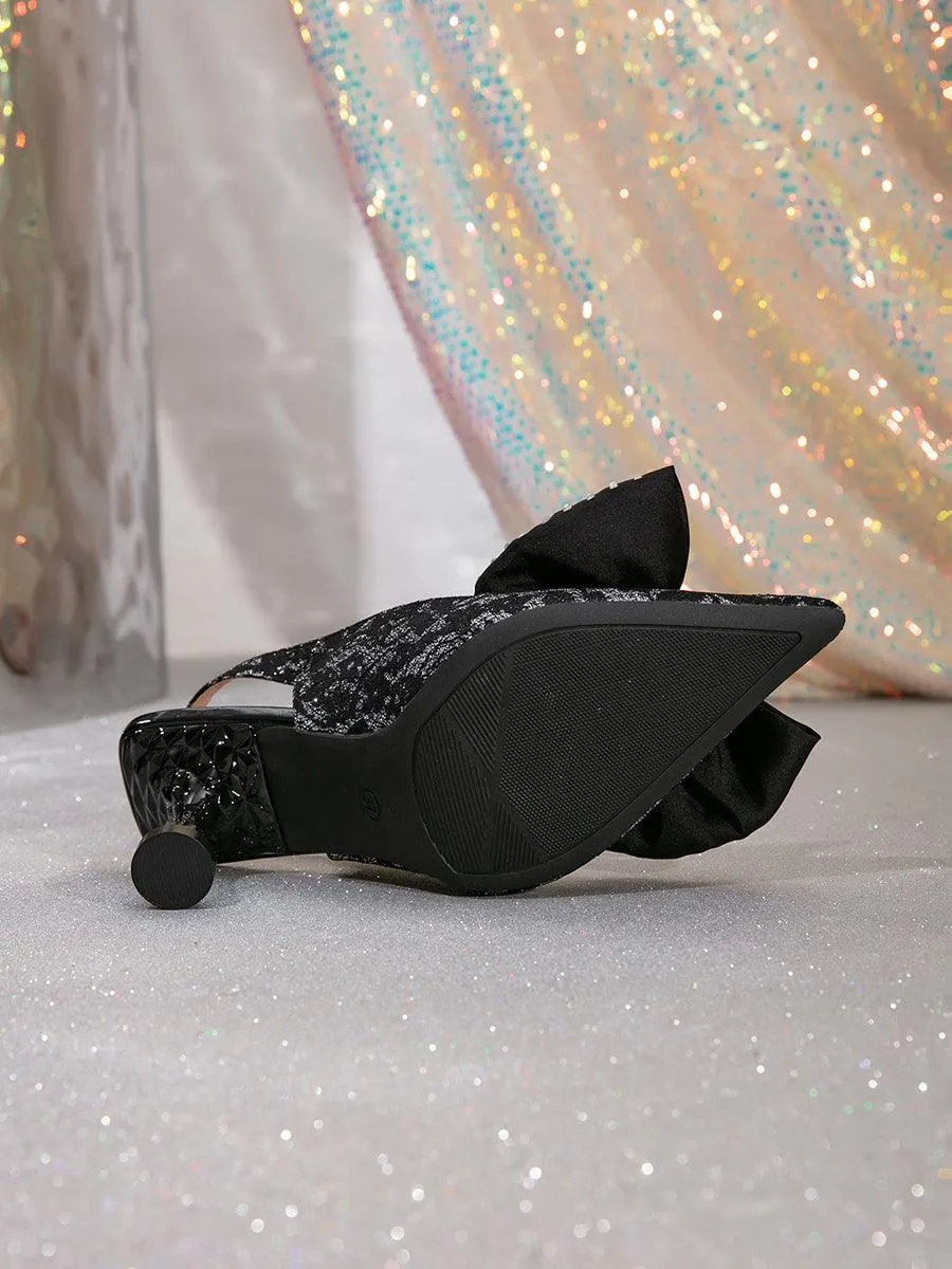 Vintage Beaded Bowknot Pointed Heels MHE1110